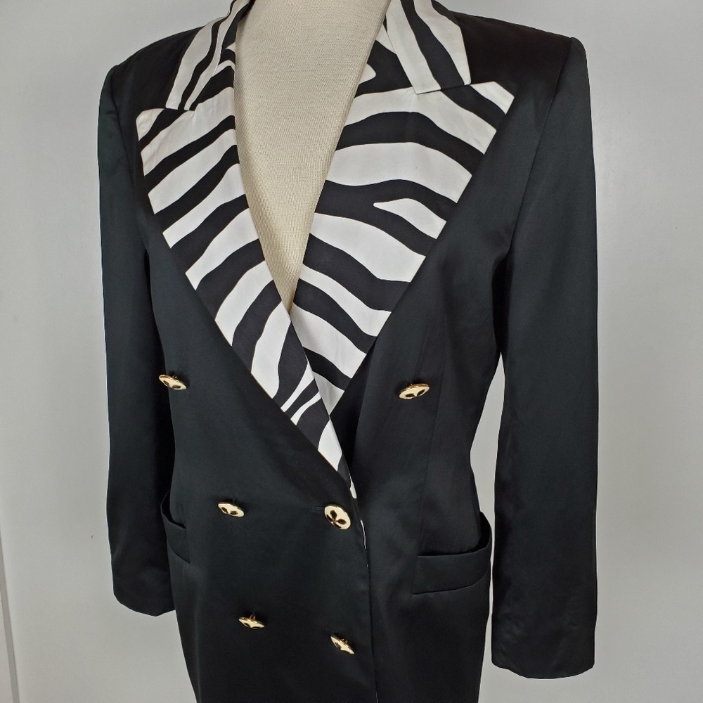 Vintage Escada Preppy 80s Like New Zebra Blazer 8 - Picture 1 of 8